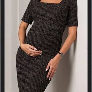 Seraphine Maternity Tweed Black Dress - The Work Edit
